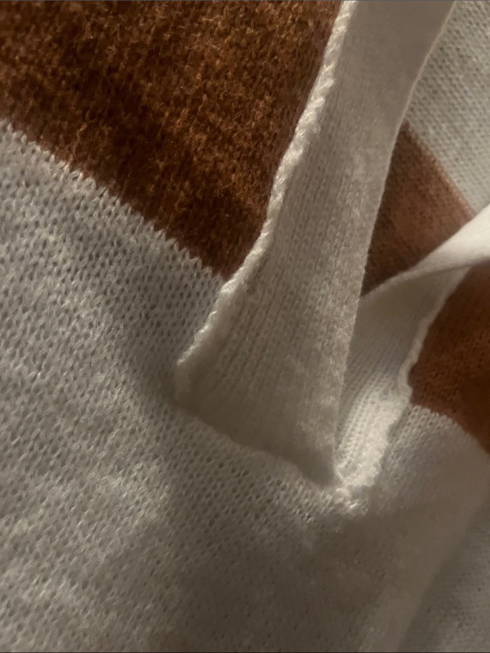 SHEIN White & Brown Striped V-Neck Pullover Sweater - Picture 6 of 6